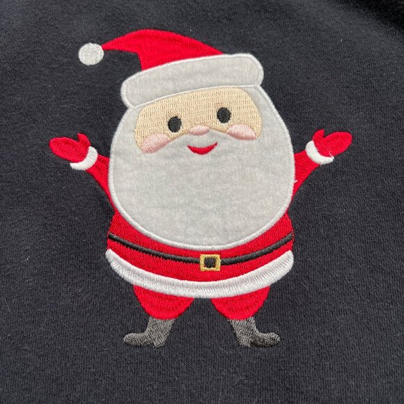Vintage 90s Embroidered Santa Layered Crewneck Black Sweatshirt Womens Size XL - Picture 3 of 6